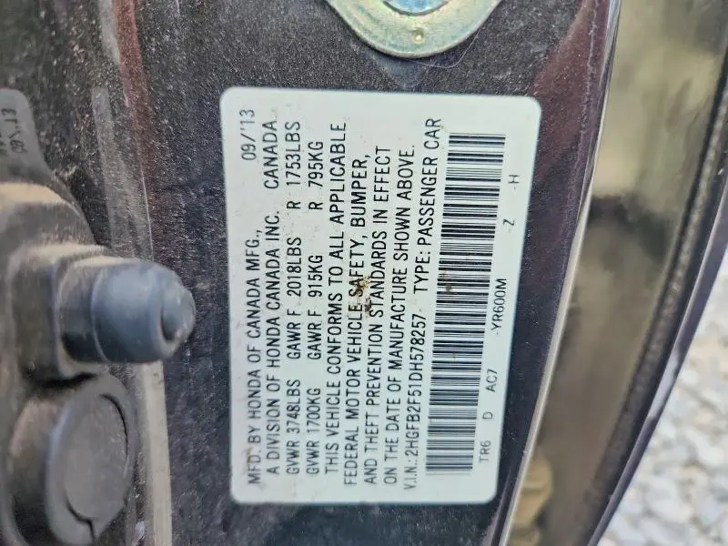 2013 HONDA CIVIC LX  