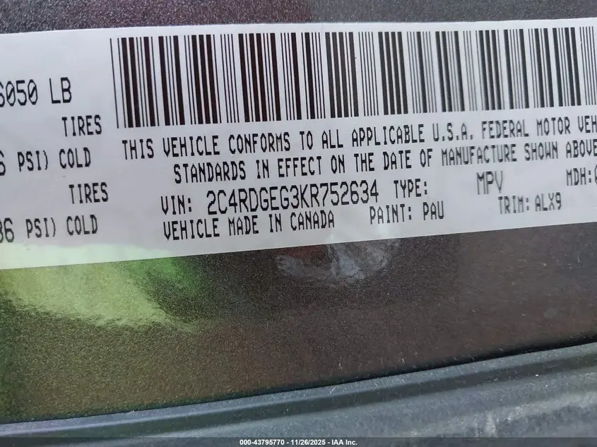 2019 DODGE GRAND CARAVAN GT