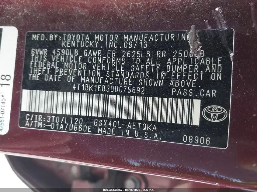 2013 TOYOTA AVALON XLE TOURING