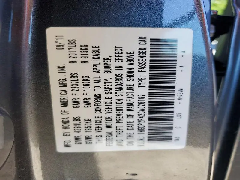 2012 HONDA ACCORD LXP  