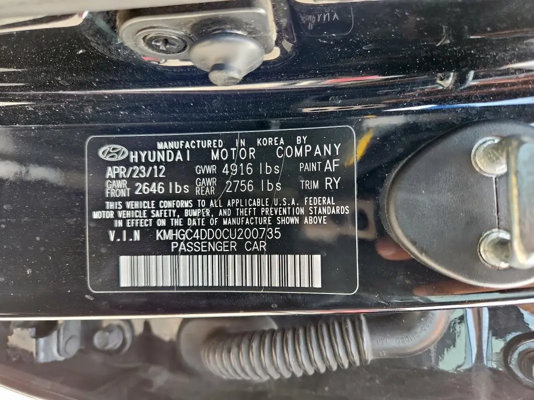 2012 HYUNDAI GENESIS 3.8L  