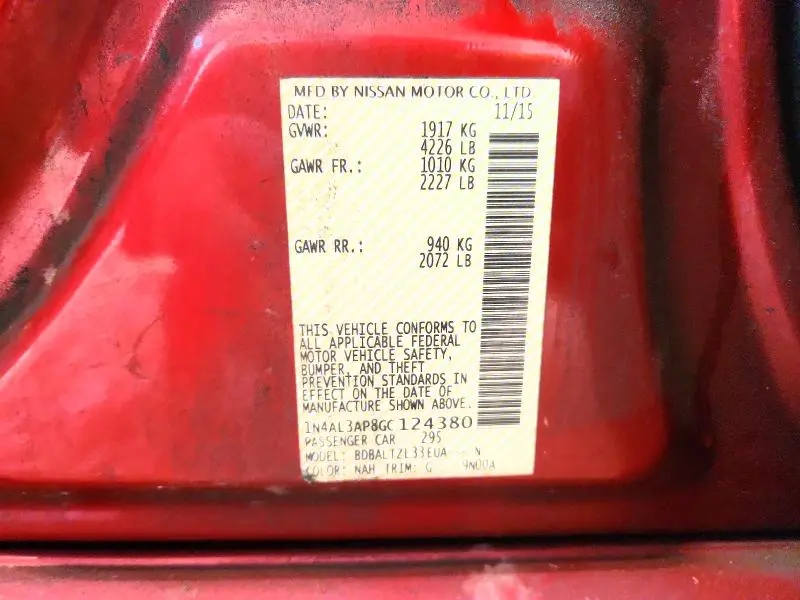 2016 NISSAN ALTIMA 2.5 SL  