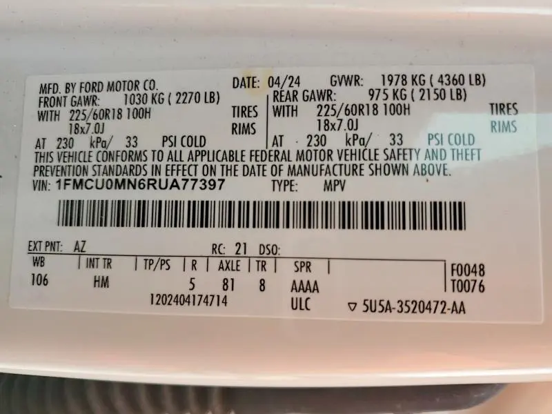 2024 FORD ESCAPE ST LINE  