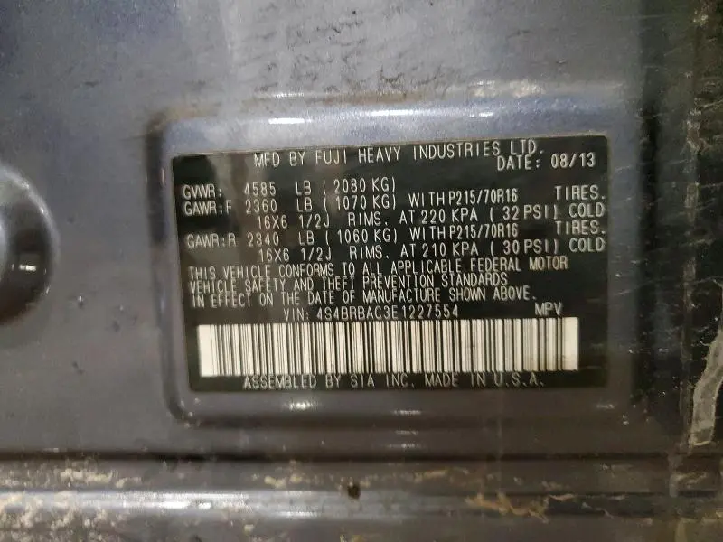 2014 SUBARU OUTBACK 2.5I  