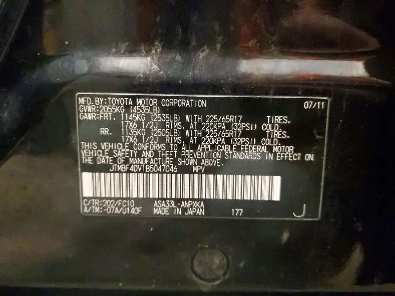 2011 TOYOTA RAV4 BASE  