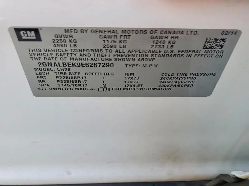 2014 CHEVROLET EQUINOX LT  