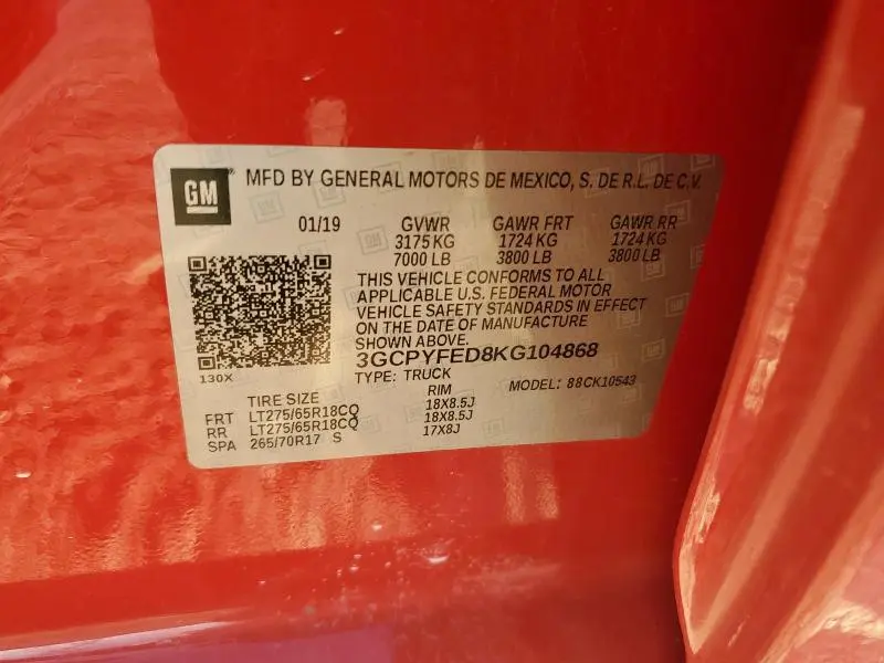 2019 CHEVROLET SILVERADO K1500 LT TRAIL BOSS  