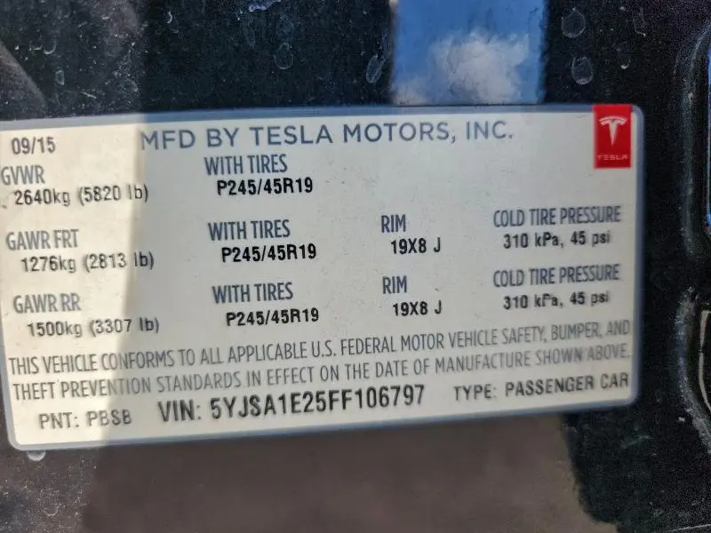 2015 TESLA MODEL S   