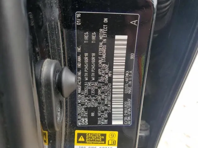 2016 TOYOTA HIGHLANDER XLE  