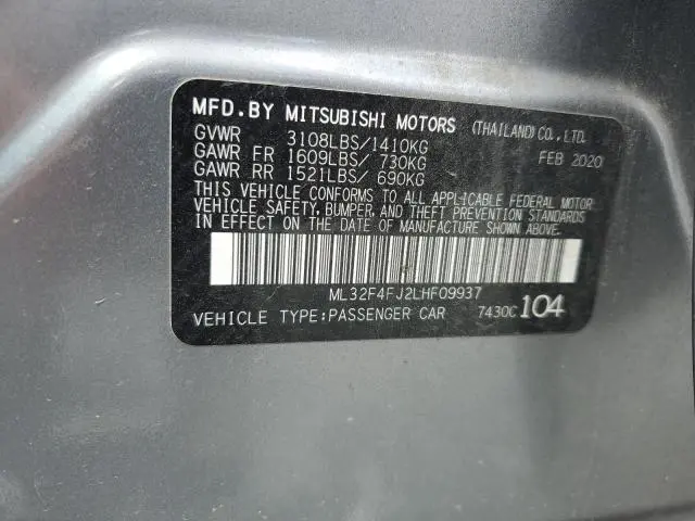 2020 MITSUBISHI MIRAGE G4 SE  