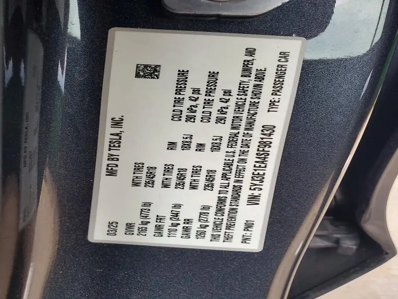2025 TESLA MODEL 3   