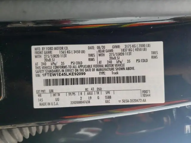 2020 FORD F150 SUPERCREW  