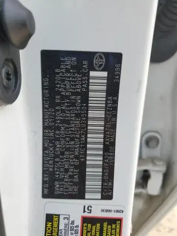 2020 TOYOTA CAMRY LE  