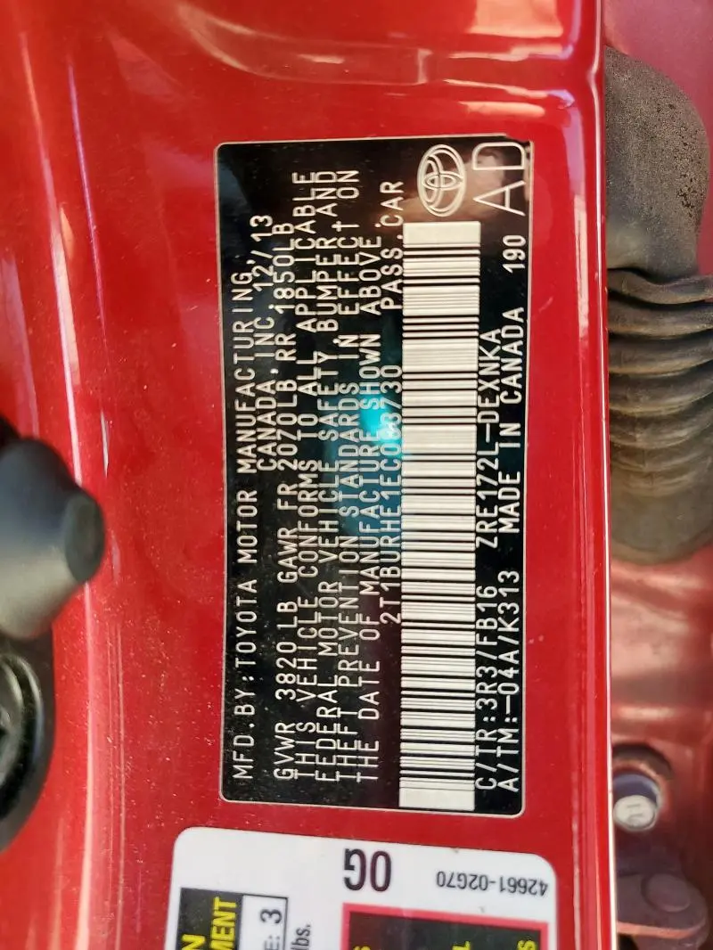2014 TOYOTA COROLLA L