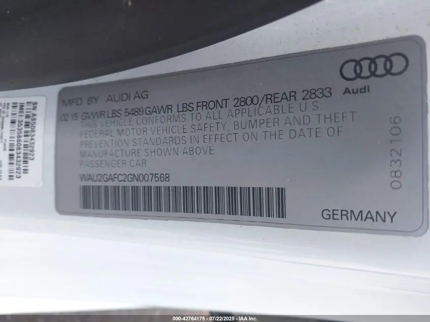 2016 AUDI A7 3.0T PREMIUM PLUS