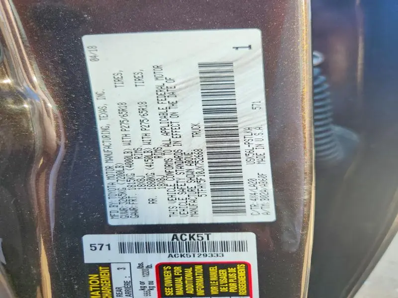 2018 TOYOTA TUNDRA CREWMAX LIMITED  