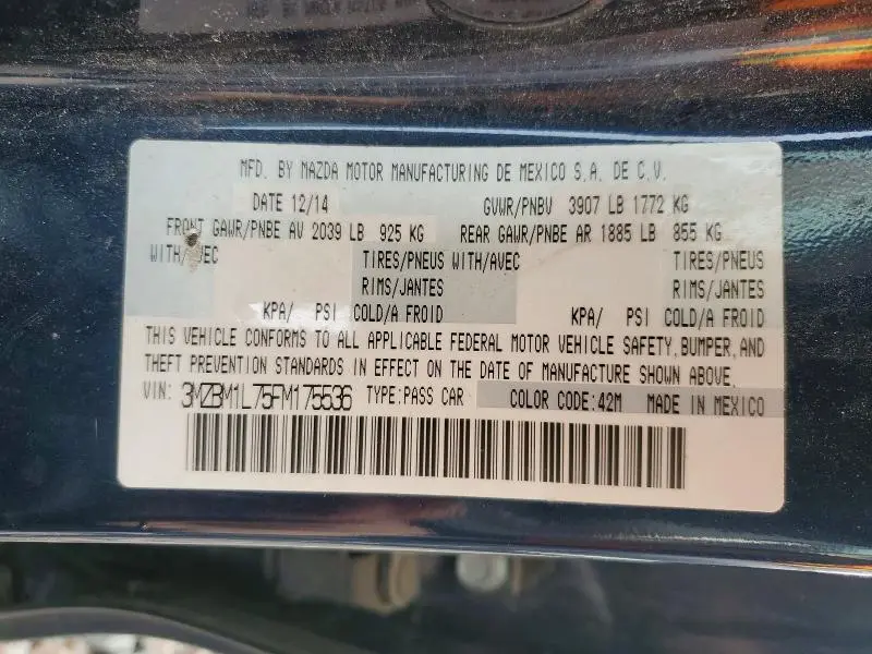 2015 MAZDA 3 TOURING  