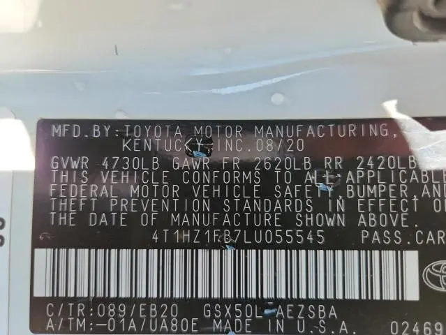 2020 TOYOTA AVALON TOURING  