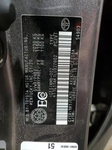 2020 TOYOTA CAMRY SE  