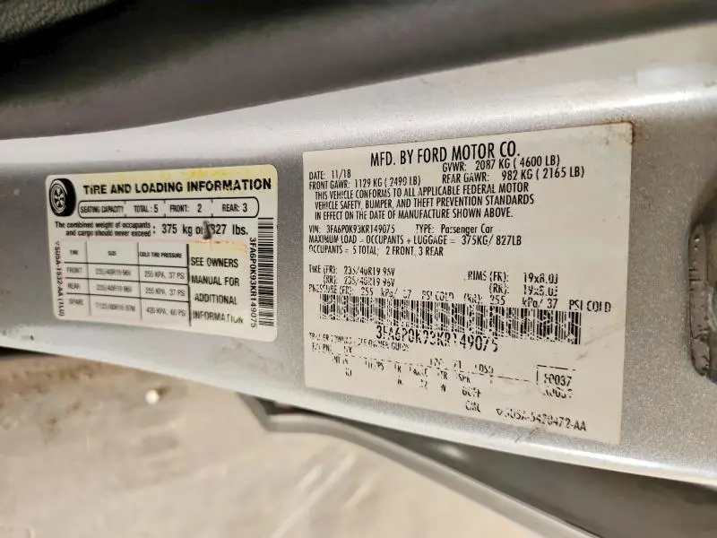 2019 FORD FUSION TITANIUM  