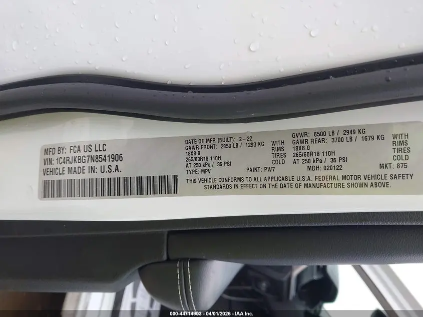 2022 JEEP GRAND CHEROKEE L LIMITED 4X4