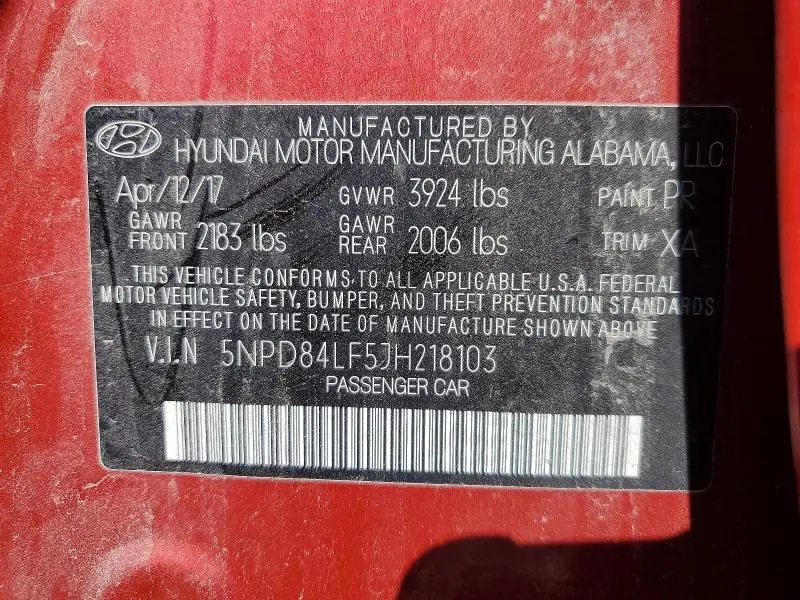 2018 HYUNDAI ELANTRA SEL  