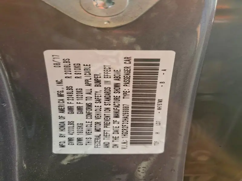 2017 HONDA ACCORD LX  