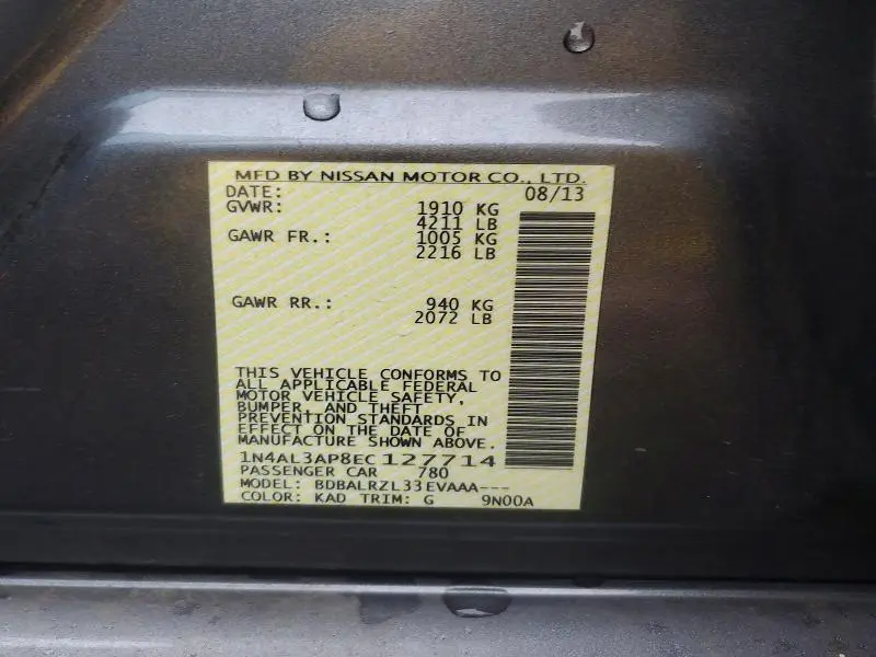 2014 NISSAN ALTIMA 2.5 S  