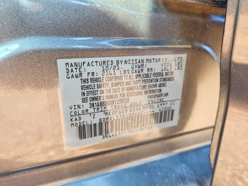 2022 NISSAN SENTRA SR  