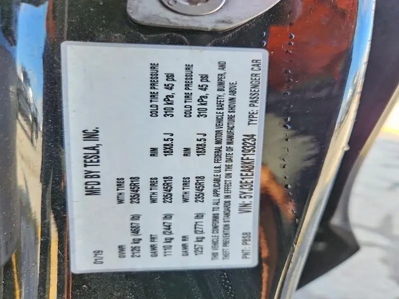 2019 TESLA MODEL 3   