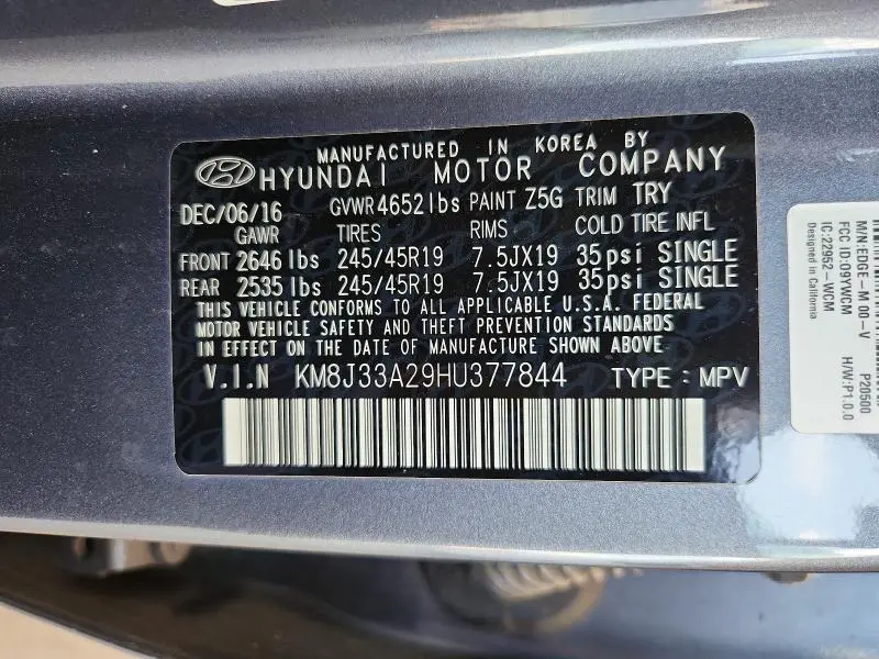 2017 HYUNDAI TUCSON SPORT  