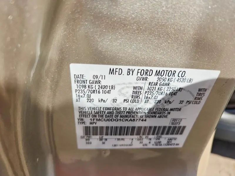 2012 FORD ESCAPE XLT  