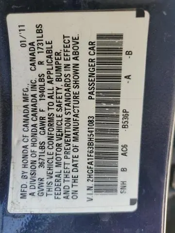 2011 HONDA CIVIC LX-S  