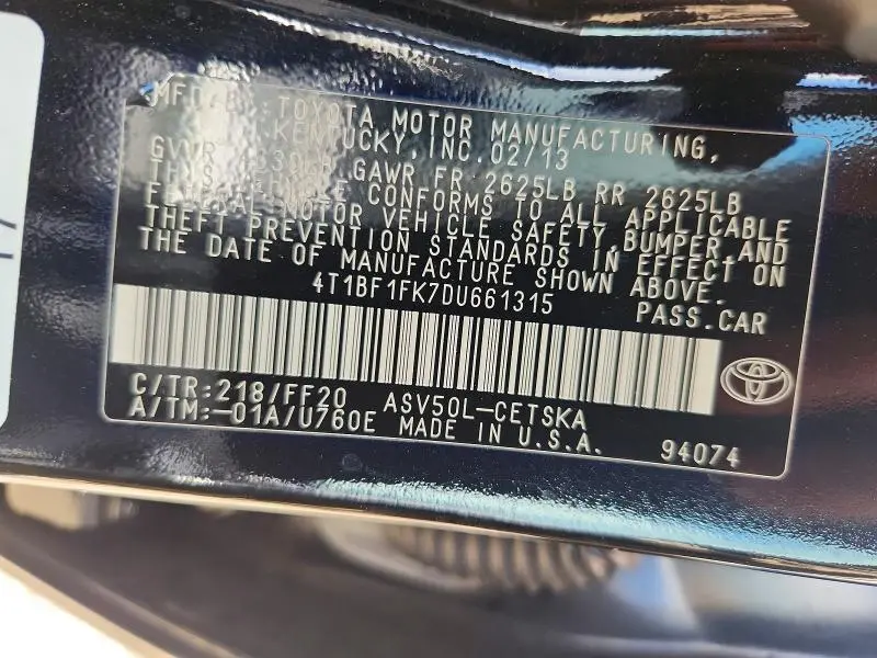 2013 TOYOTA CAMRY SE  