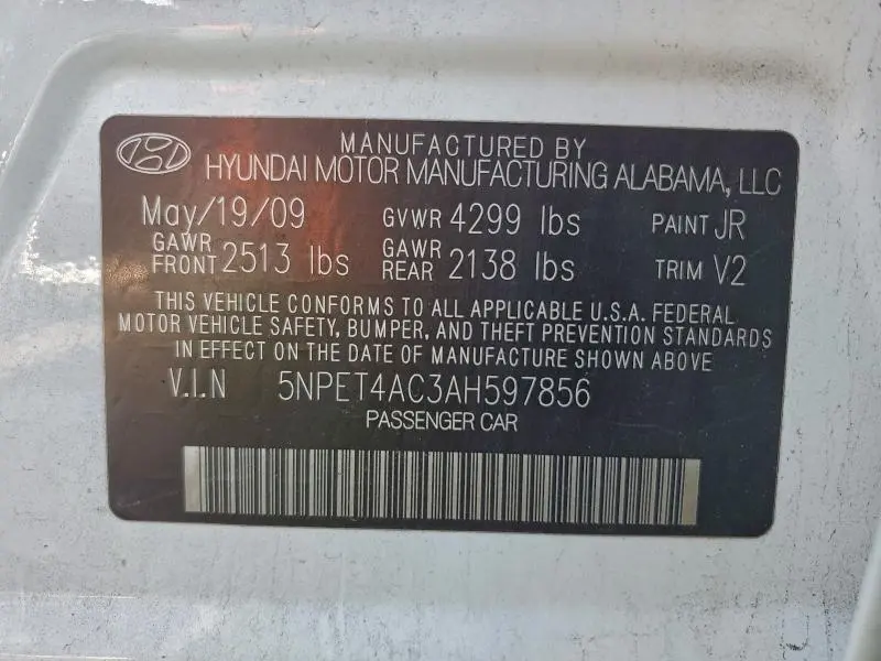 2010 HYUNDAI SONATA GLS  