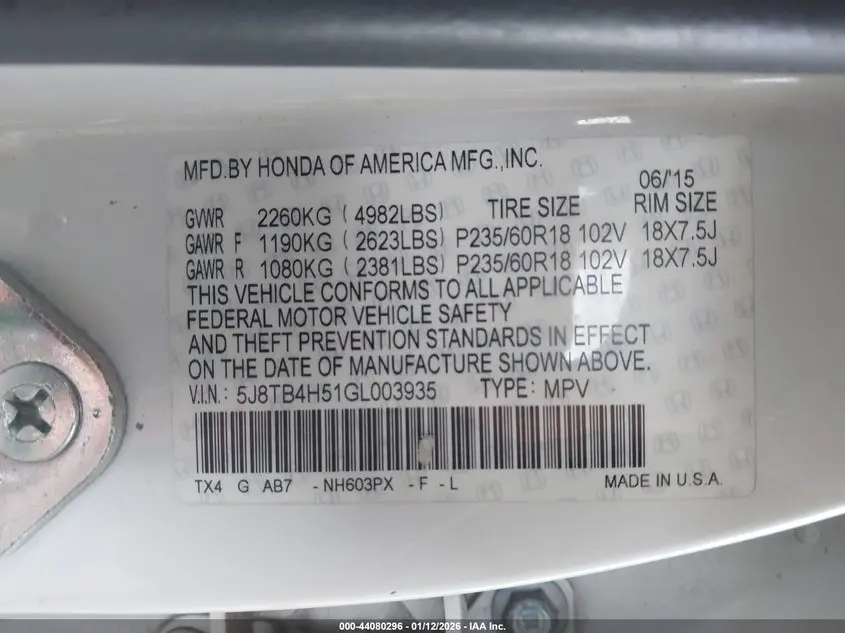 2016 ACURA RDX TECHNOLOGY   ACURAWATCH PLUS PACKAGES/TECHNOLOGY PACKAGE