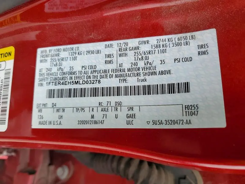 2021 FORD RANGER XL  