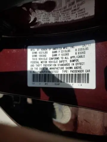 2017 HONDA ACCORD EXL