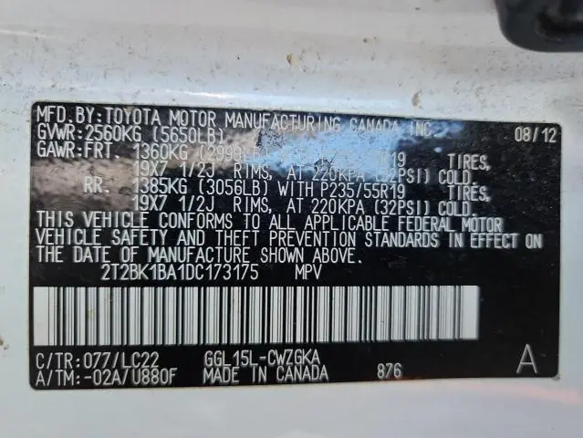 2013 LEXUS RX 350 BASE  