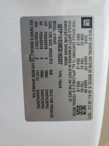 2012 GMC SIERRA C1500 SLT  