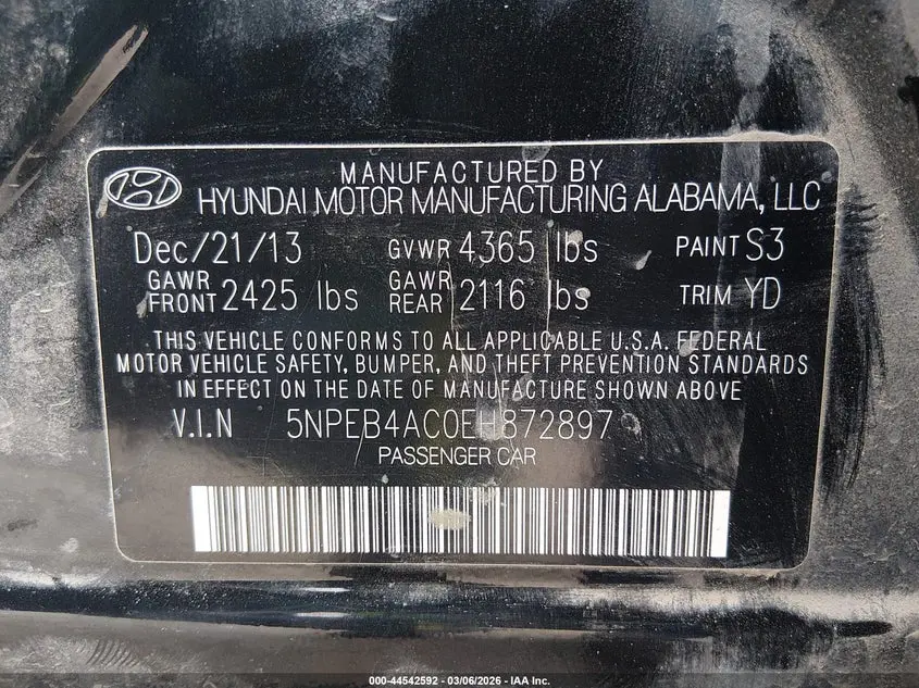 2014 HYUNDAI SONATA GLS