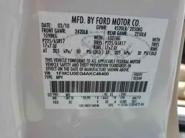 2010 FORD ESCAPE LIMITED  