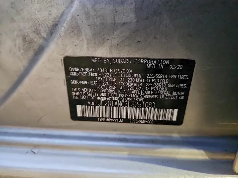 2020 SUBARU CROSSTREK LIMITED  