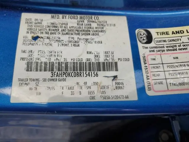 2011 FORD FUSION SPORT  