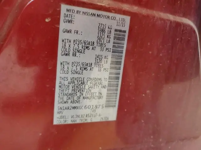 2016 NISSAN PATHFINDER S  