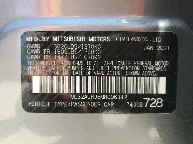 2021 MITSUBISHI MIRAGE ES  