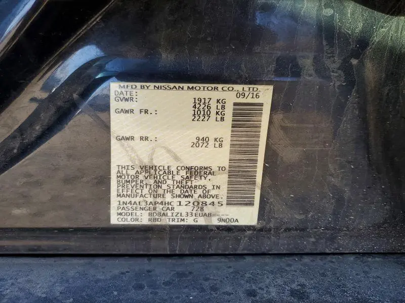 2017 NISSAN ALTIMA 2.5 SV  