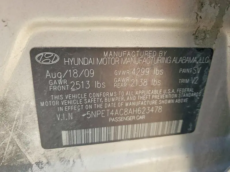 2010 HYUNDAI SONATA GLS  