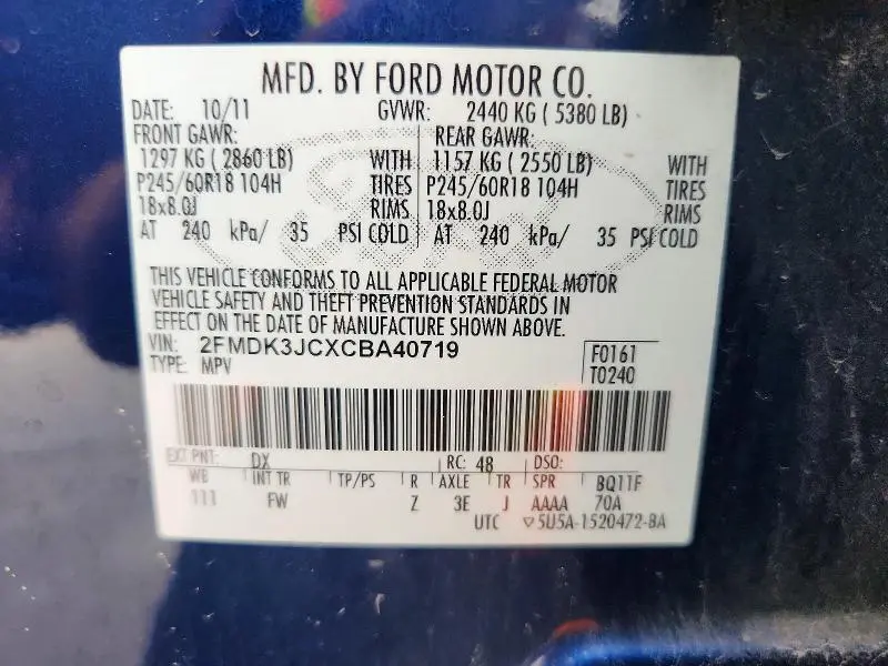 2012 FORD EDGE SEL  