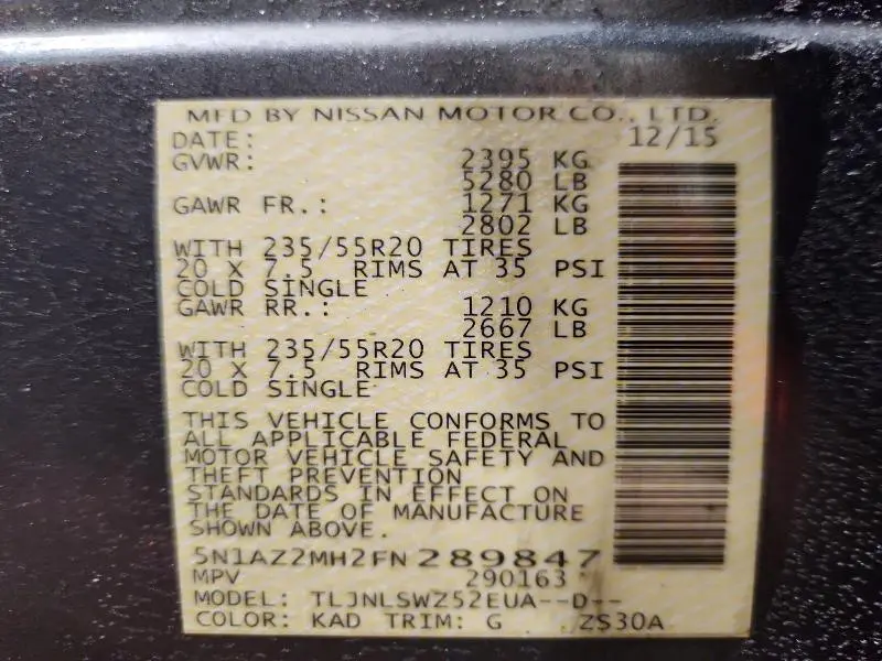 2015 NISSAN MURANO S  